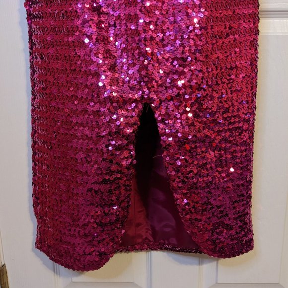 Lochridge Originals Pink Sequin Off Shoulder Maxi length Dress - size 8* RARE - Picture 4 of 13